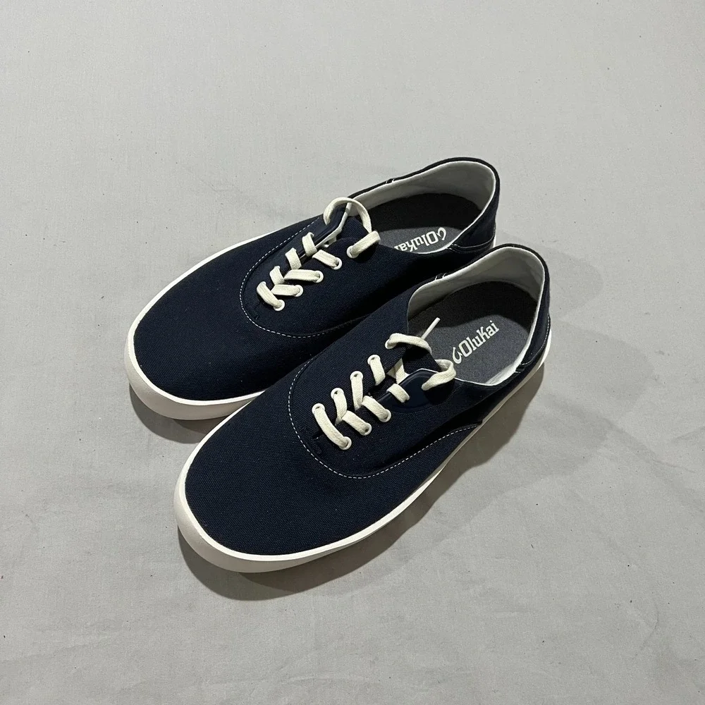 OluKai Tradewind Mens Mood Indigo Canvas Lightweight Casual Sneakers Size 9.5M